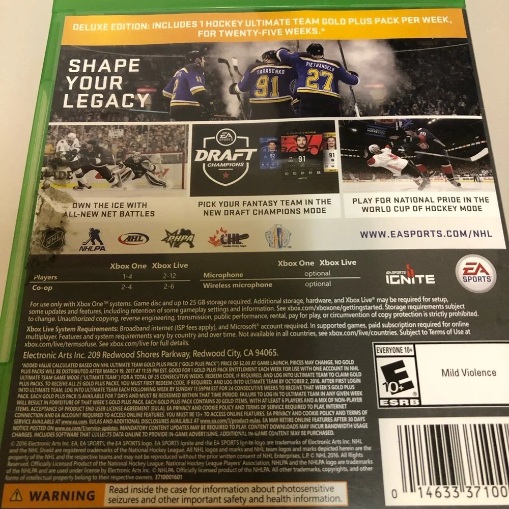 NHL 17  Hockey Video Game For Microsoft Xbox One, 2016 World Cup Hockey‎ tested